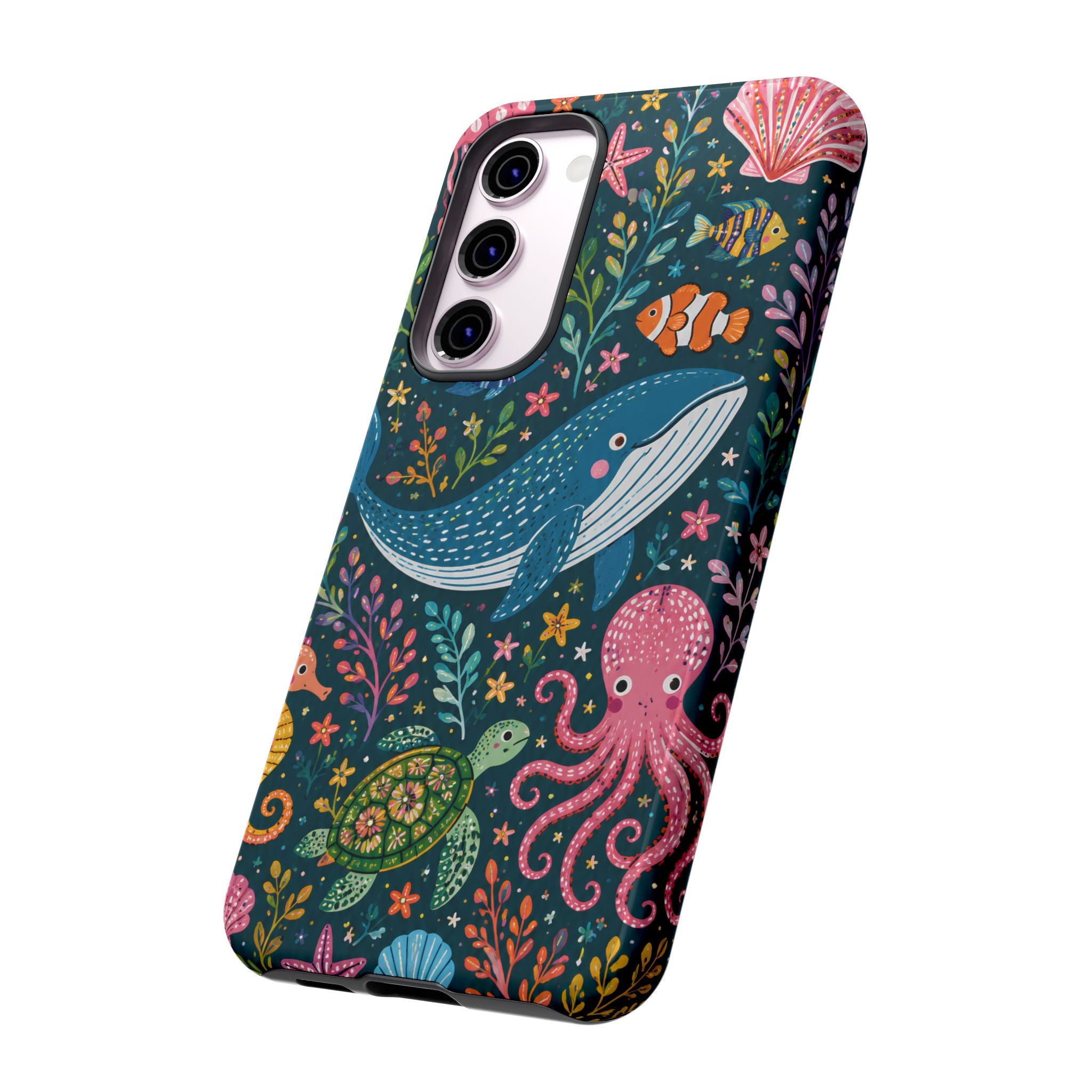 Underwater Friends Samsung Galaxy Phone Case | Whale, Octopus & Sea Life Floral Design