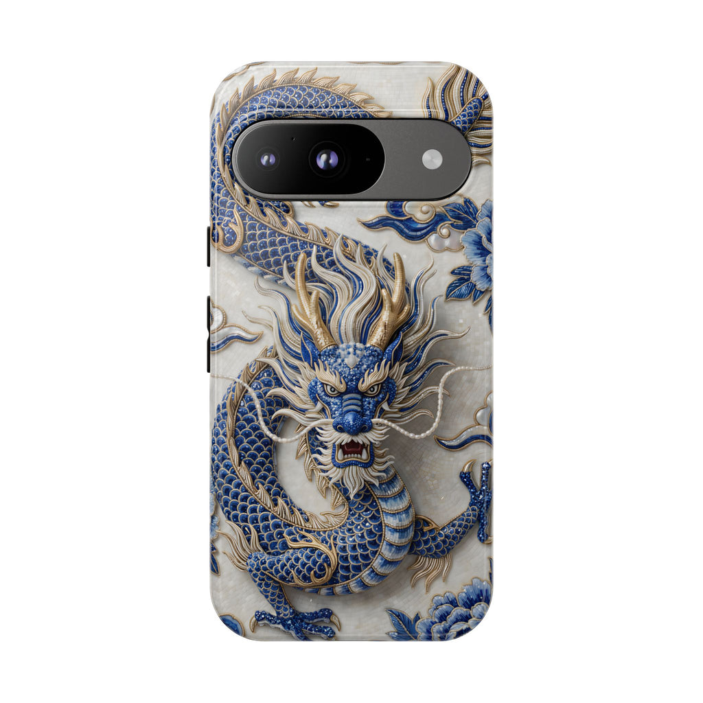 Asian Zodiac Dragon Google Pixel Phone Case | Blue & White Porcelain Luxury Protective Case | Year of the Dragon Gift