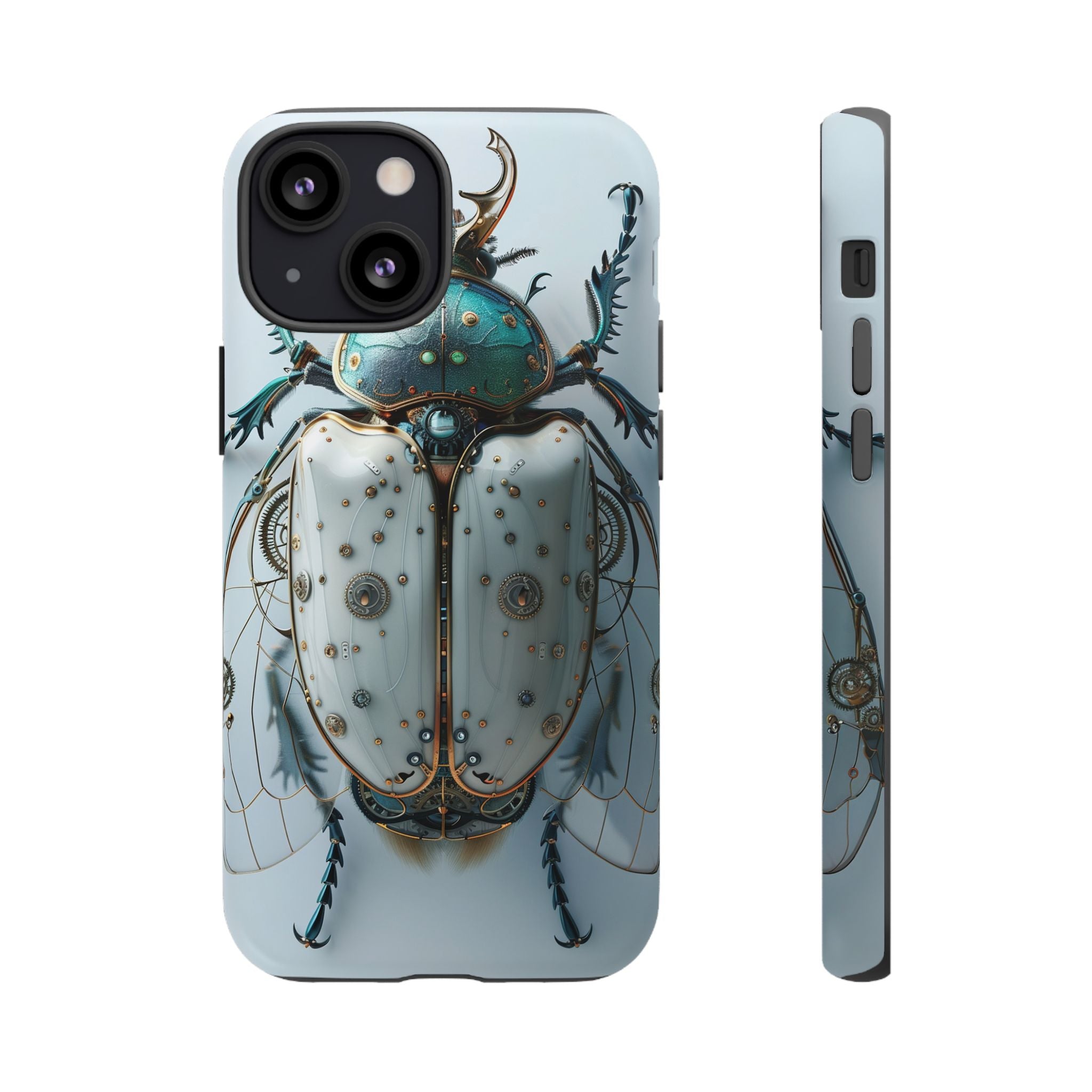 Steampunk White Beetle Protective Tough iPhone Case