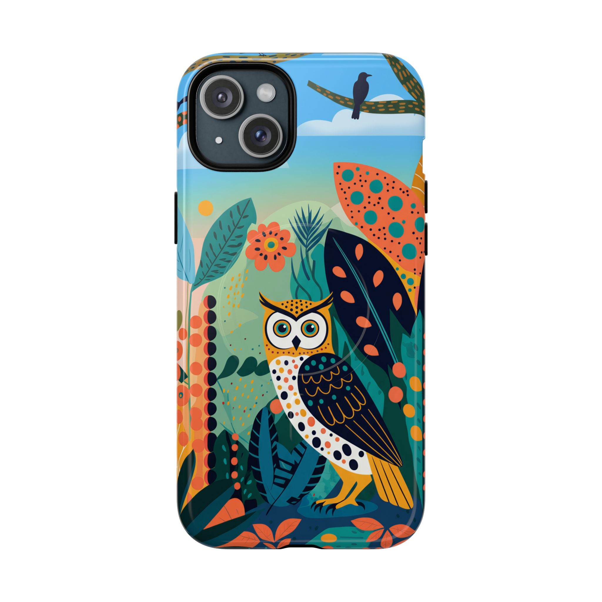 Botanical Forest Colourful Owl MagSafe iPhone Case