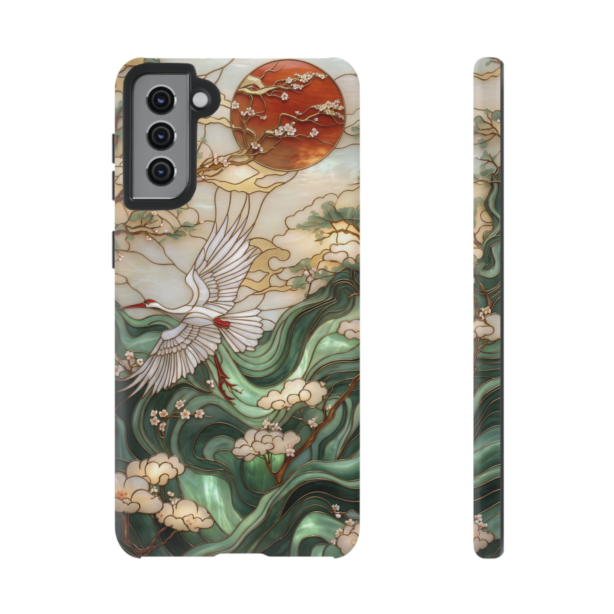 Cranes & Waves Protective Samsung Galaxy Case | Japanese-Inspired Art Phone Cover