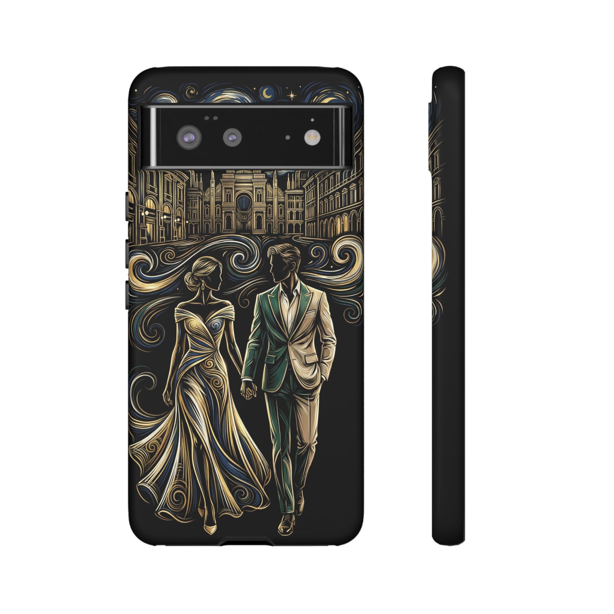 Romantic Night Walk Google Pixel Phone Case | Elegant Couple Art