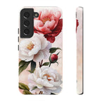Custodia per Samsung Galaxy con motivo floreale Peony | Rosa bianca vintage