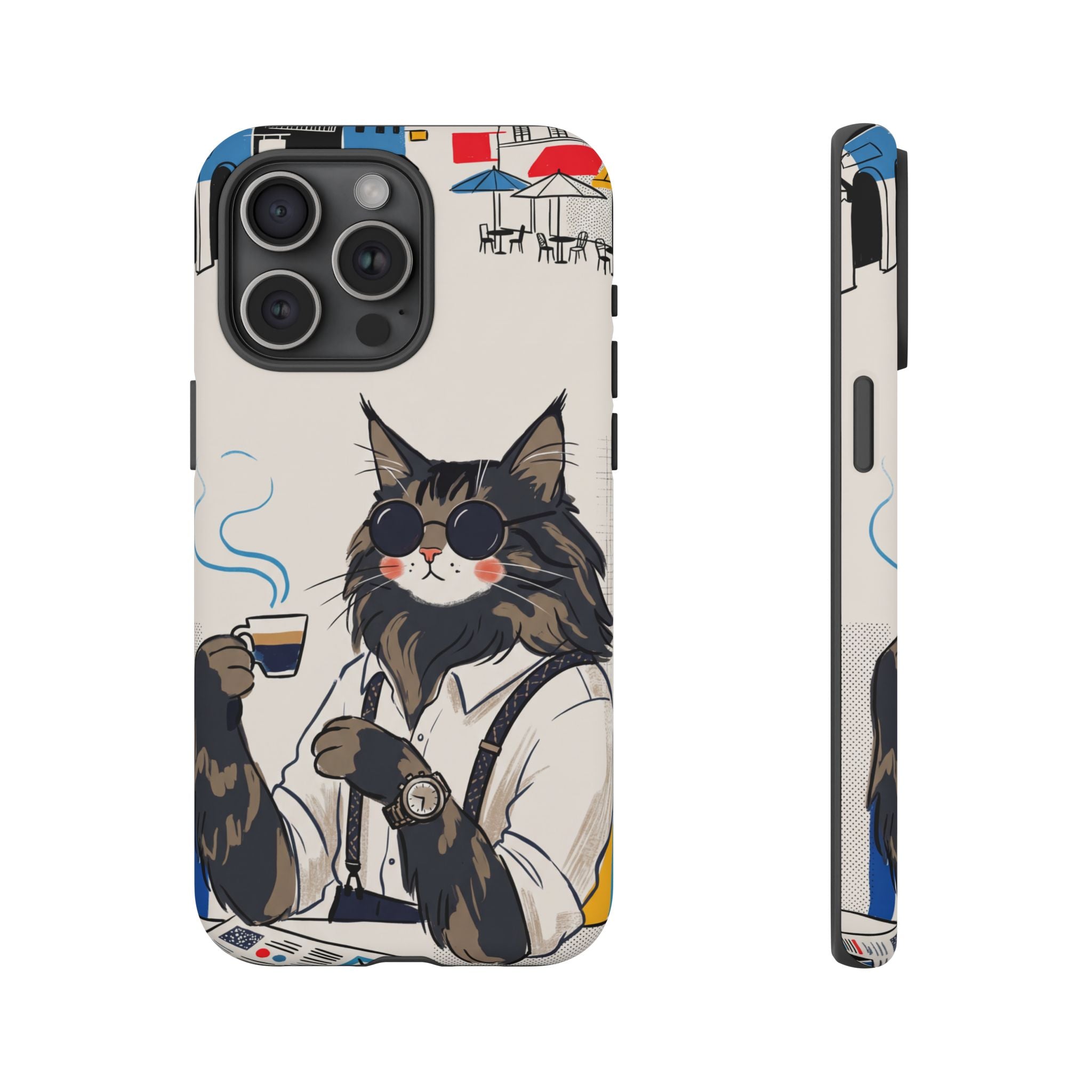 Cat Barista iPhone Case | Cool Cat in Sunglasses Coffee Shop Design