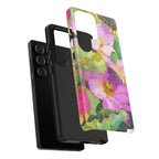 Custodia Protettiva Resistente per Telefono Samsung Galaxy con Acquerello Floreale | Cover Protettiva Giardino di Loto Rosa