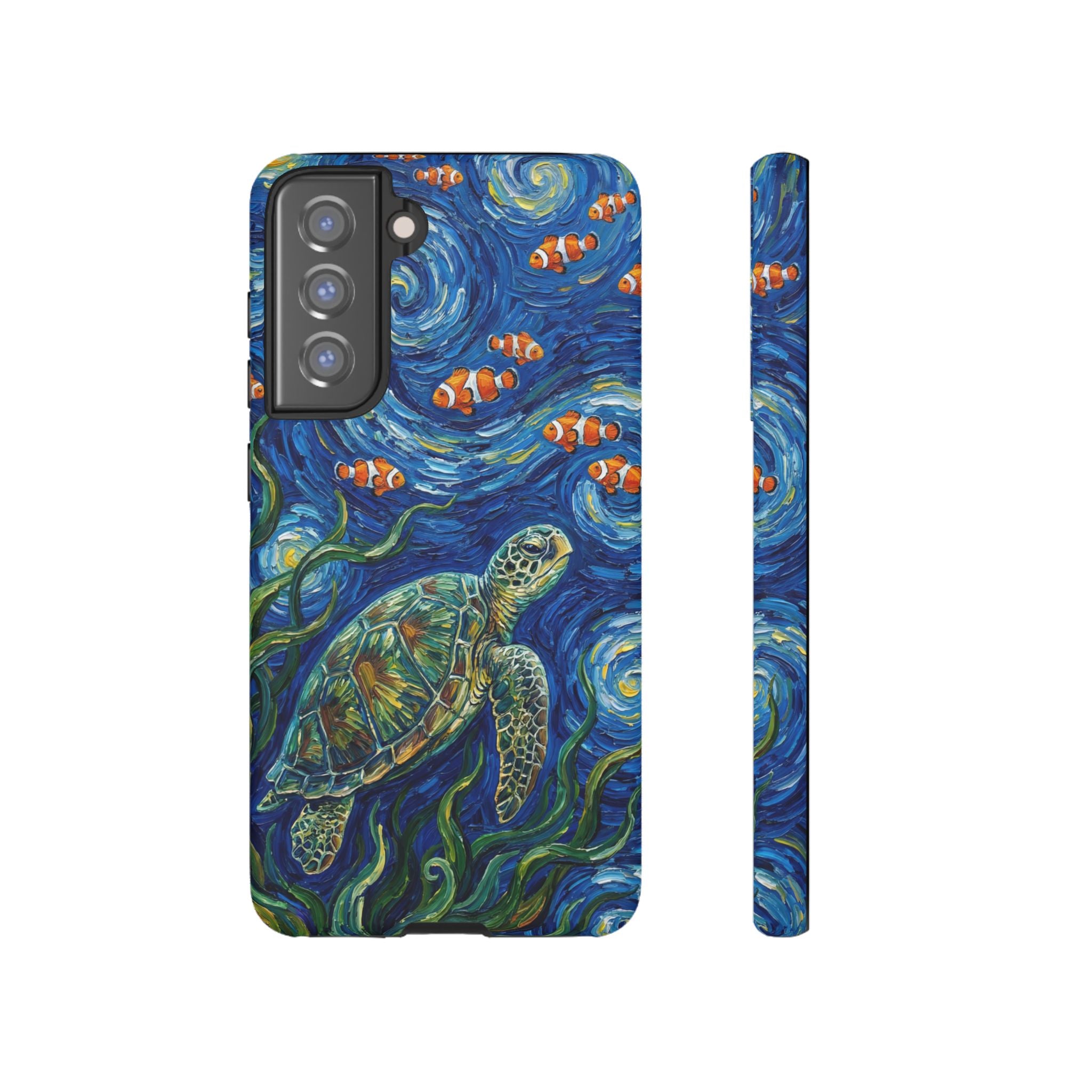 Sea Turtle & Clownfish Tough Samsung Galaxy Case | Van Gogh Style Ocean Art
