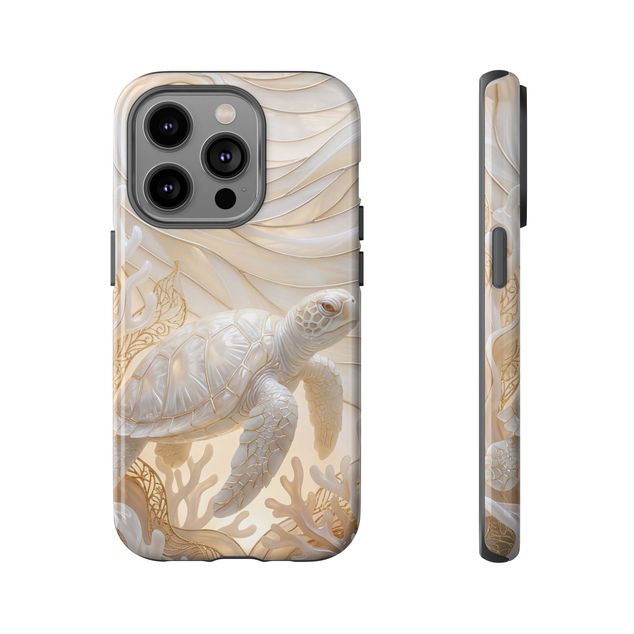 Sea Turtle Tough iPhone Case — Elegant Nautical Coral Design