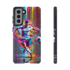 Soccer Player Neon Art Samsung Galaxy Phone Case | Vibrant Football Kick Protective Cover