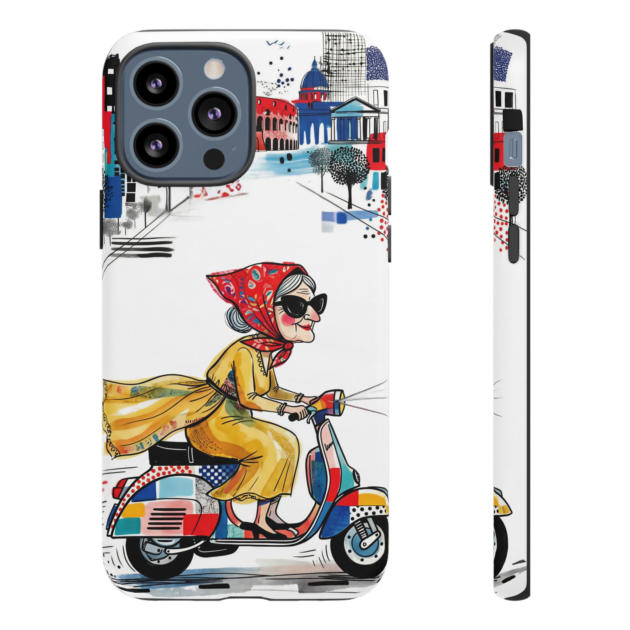 Vintage Vespa Granny iPhone Case | Retro Scooter Travel iPhone Cover