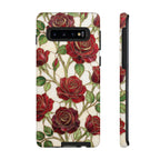 Custodia resistente per Samsung Galaxy con motivo floreale vintage a rosa rossa