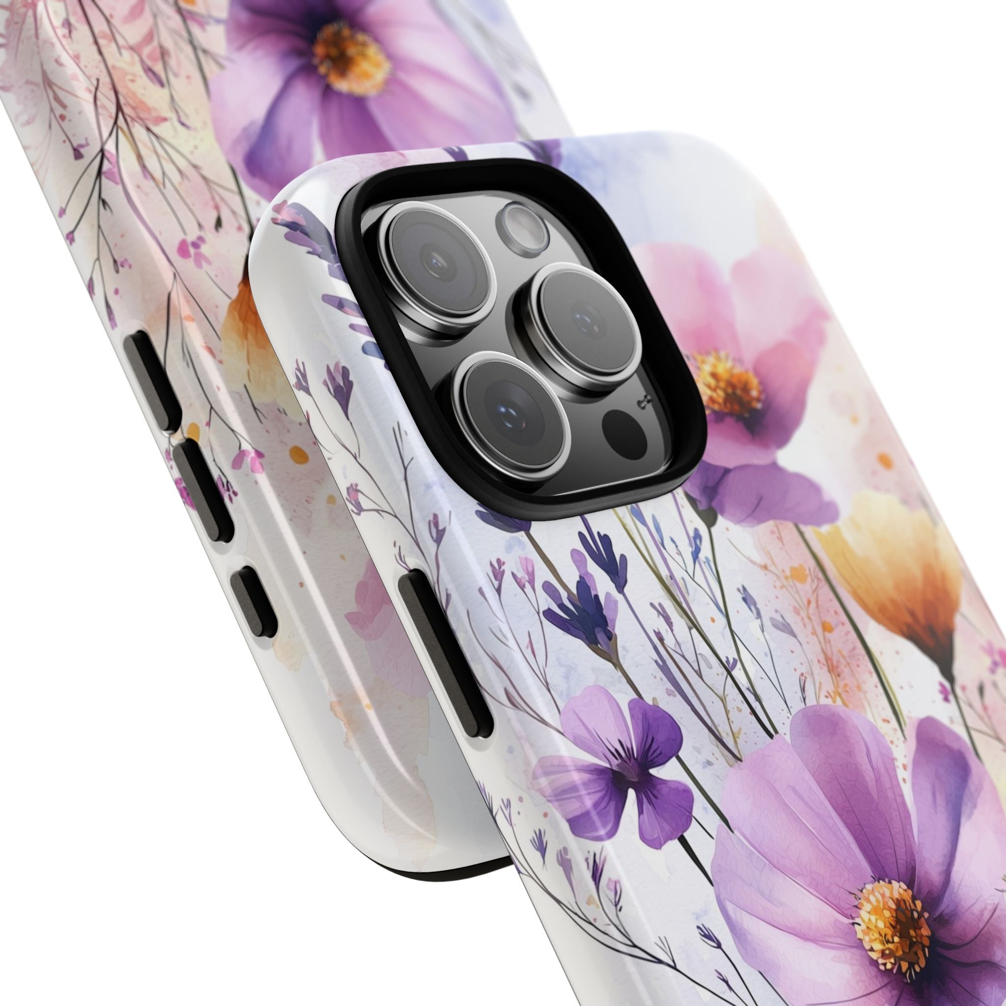 Floral Watercolour Tough iPhone Case | Purple & Yellow Wildflowers