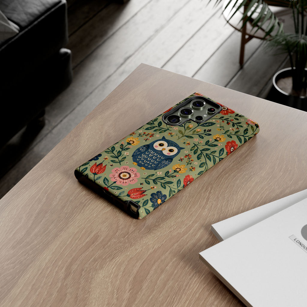 Floral Owl Tough Samsung Phone Case | Cute Botanical Protective Cover