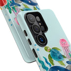 Cute Coastal Ocean Samsung Galaxy Phone Case | Aesthetic Whale Turtle Marine Life Cover