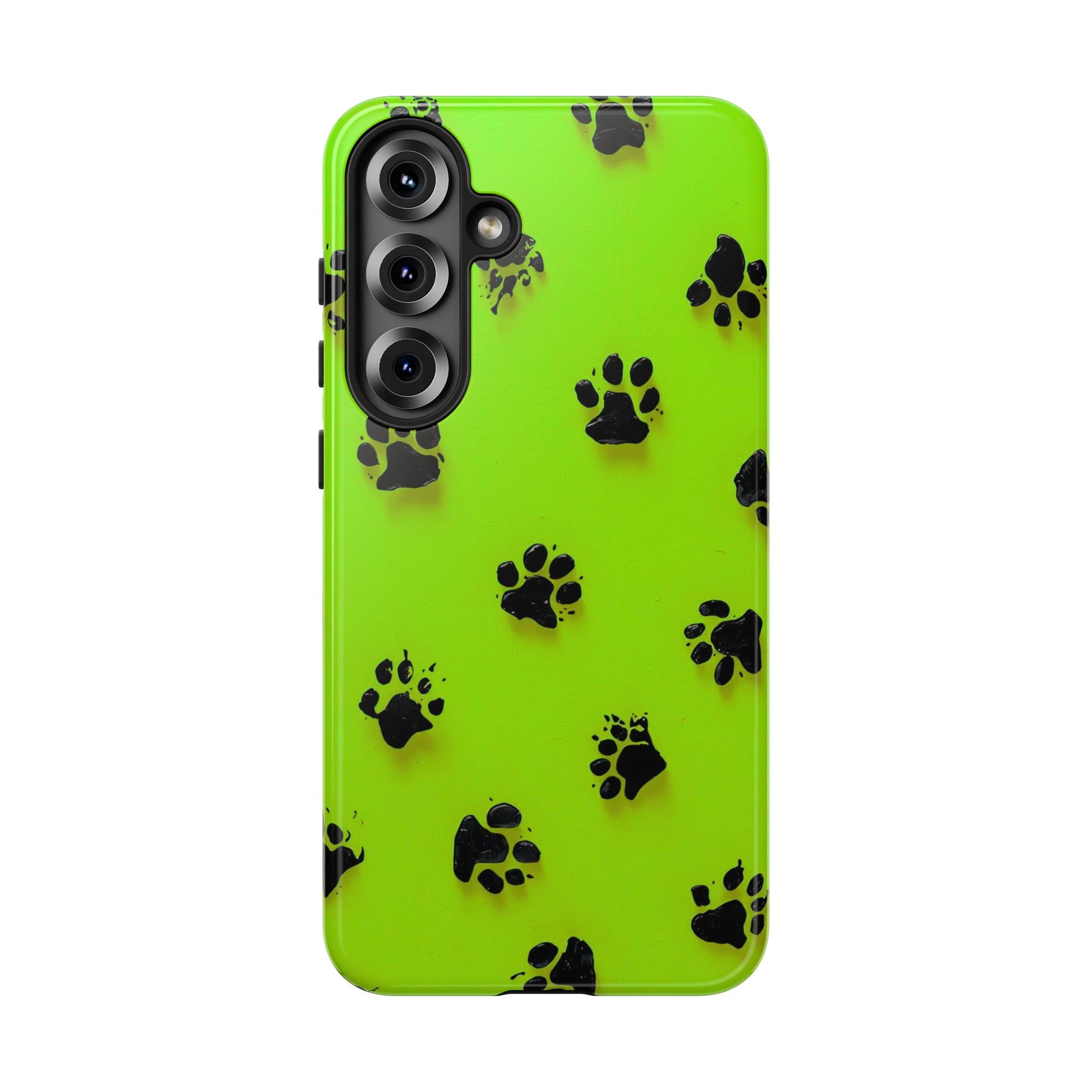 Neon Paw Print Tough Samsung Galaxy Case — Shockproof Pet Lover iPhone Cover