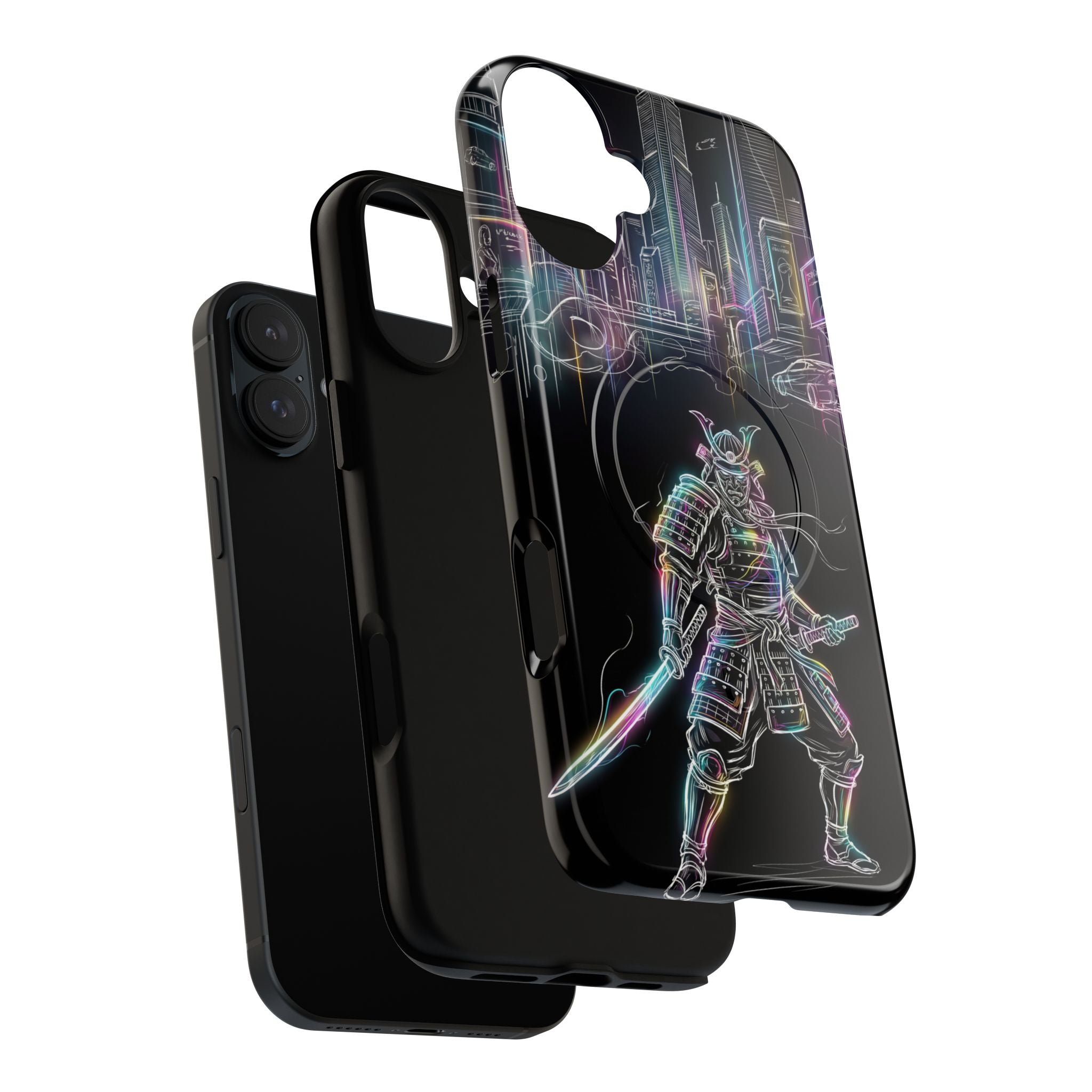 Neon Samurai MagSafe iPhone Case | Cyberpunk City Armor