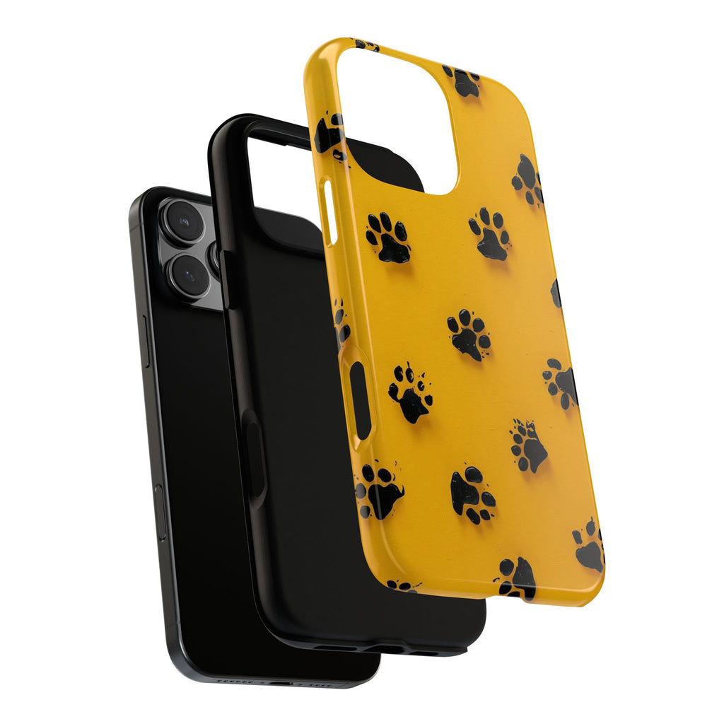 Yellow Paw Print Tough iPhone Case — Protective Dog & Cat Lover Cover