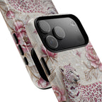 Floral Leopard Moon MagSafe iPhone Case | Pink Vintage Botanical Protective Cover