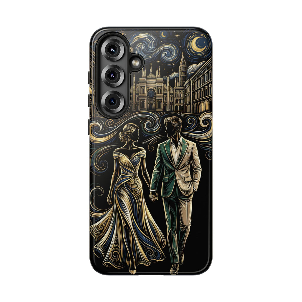 Romantic Night Walk Samsung Galaxy Phone Case | Elegant Couple Art