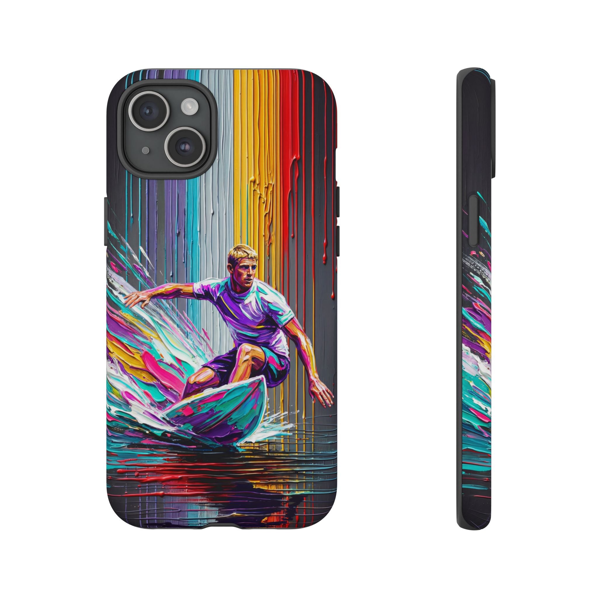 Surfing Art iPhone Case | Colourful Wave Surfer Protective Cover