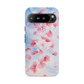 Floral Petal Tough Google Pixel Case | Pink Falling Blossoms