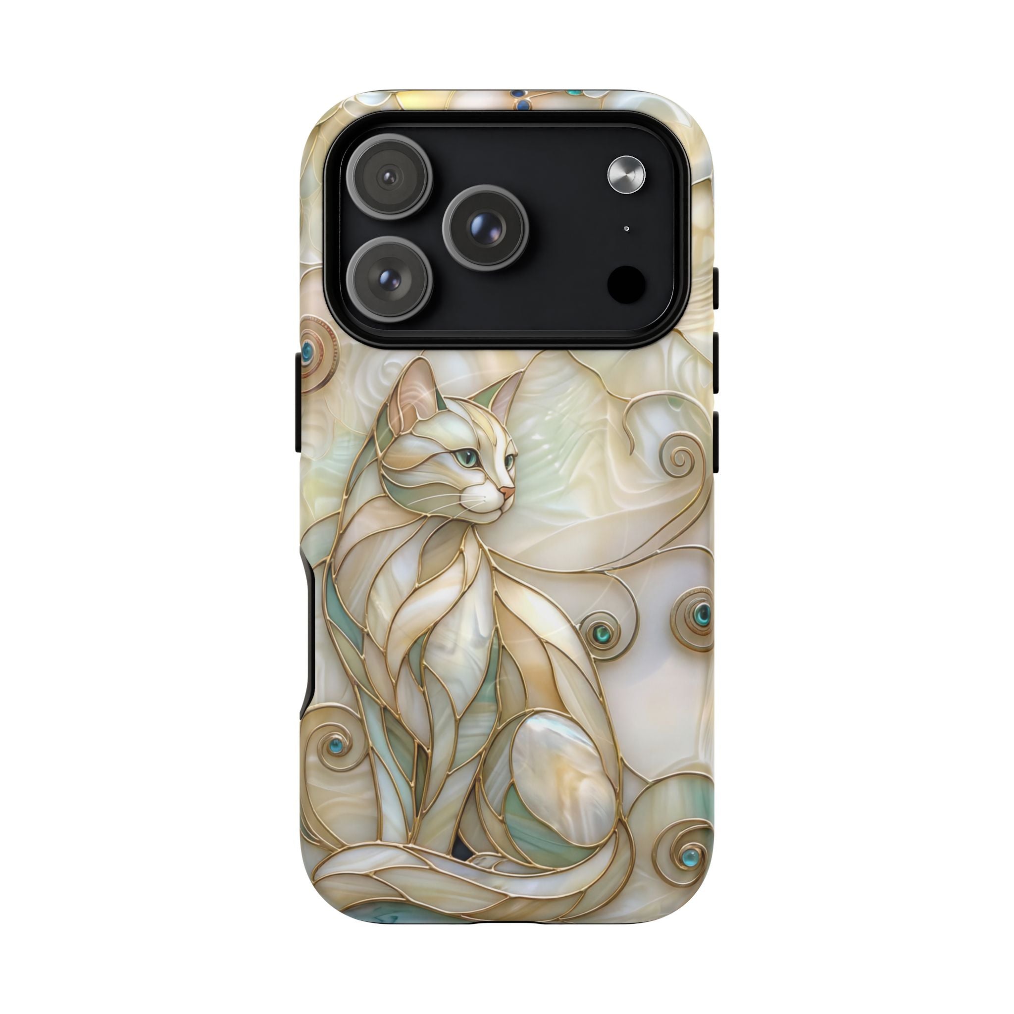 Art Nouveau Cat Phone Case | Elegant Stained-Glass Style Tough MagSafe Case