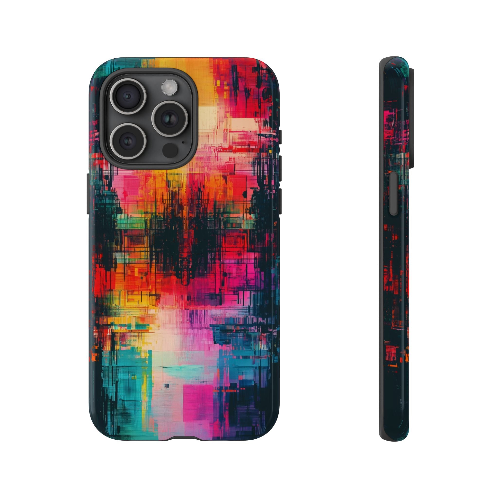 Abstract Neon Glitch Art Tough iPhone Case