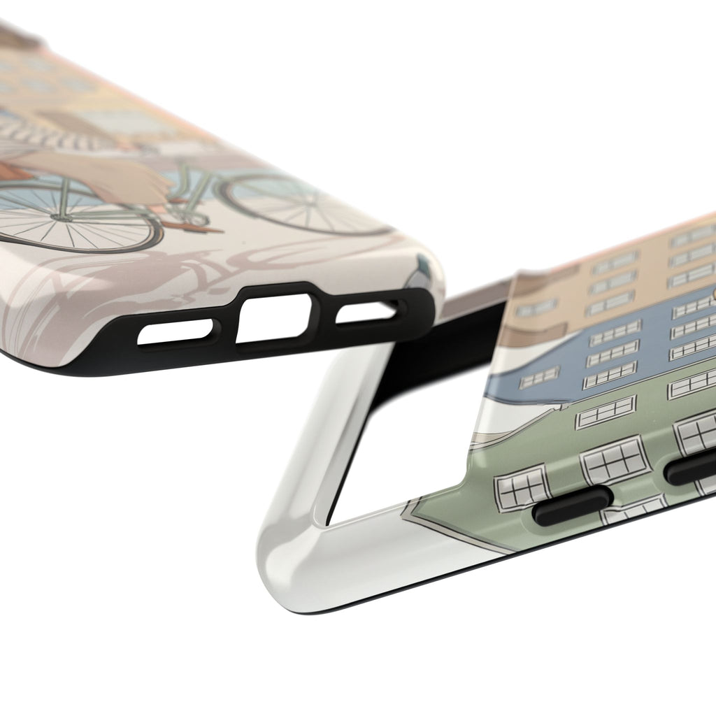 City Bike Google Pixel Phone Case | Cozy European Street Illustration Tough Cases