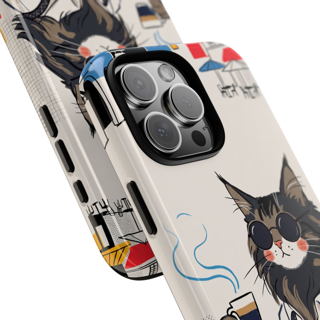 Cat Barista iPhone Case | Cool Cat in Sunglasses Coffee Shop Design
