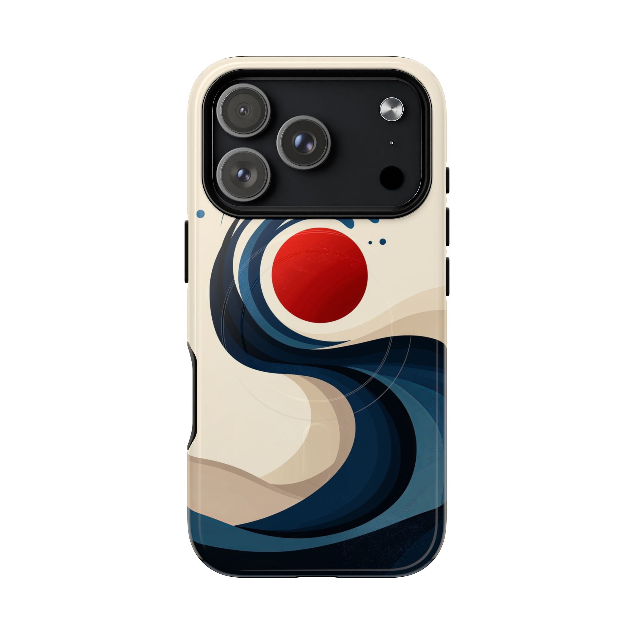 Abstract Wave MagSafe iPhone Case | Red Sun Ocean Art