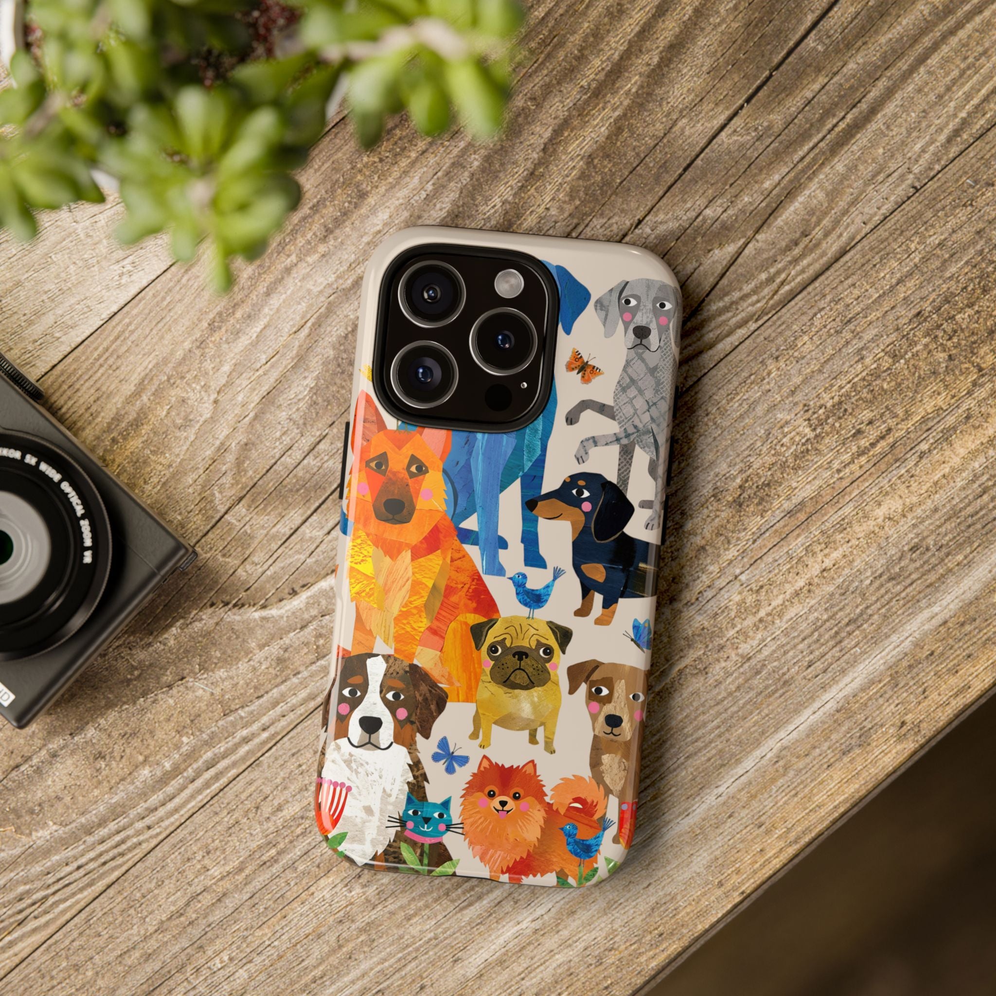 Colorful Dogs Pattern iPhone Case | Cute Watercolor Puppy Design Tough Case