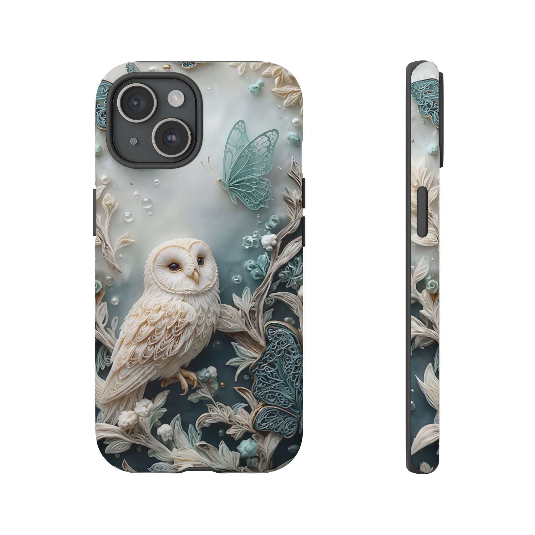 Barn Owl & Butterflies Tough iPhone Case