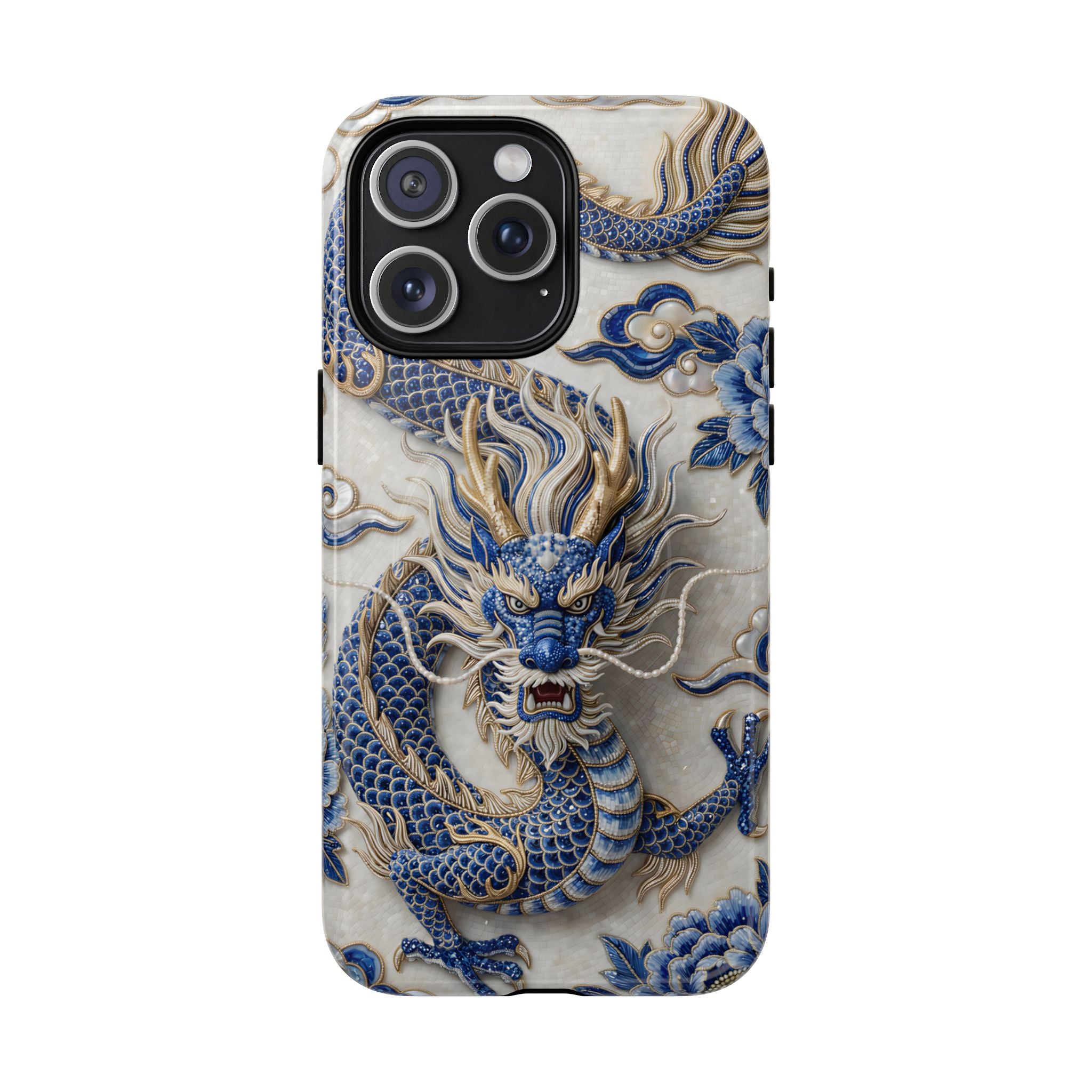 Asian Zodiac Dragon MagSafe iPhone Case | Blue & White Porcelain Luxury Protective Case | Year of the Dragon Gift