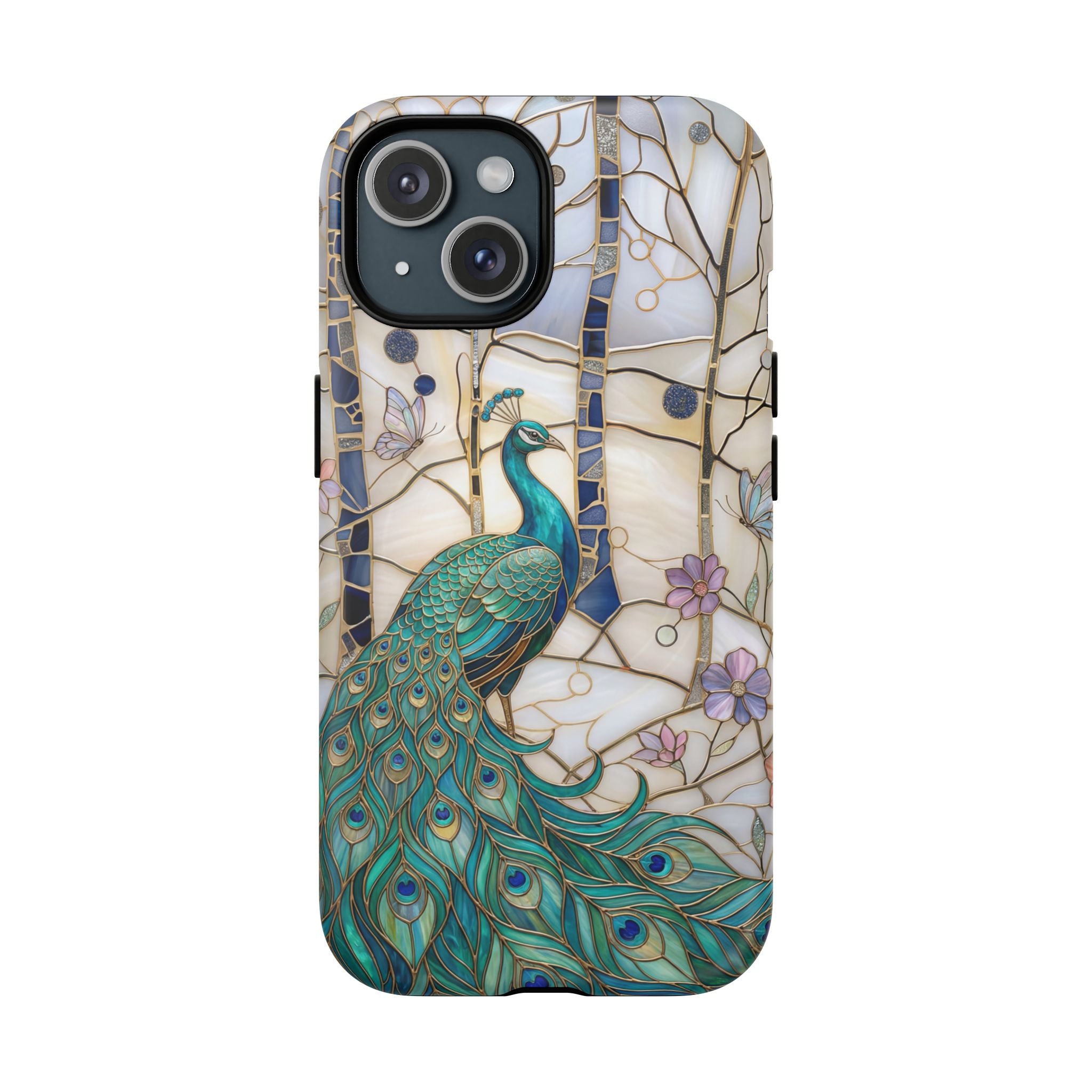 Peacock Stained Glass Tough MagSafe Phone Case