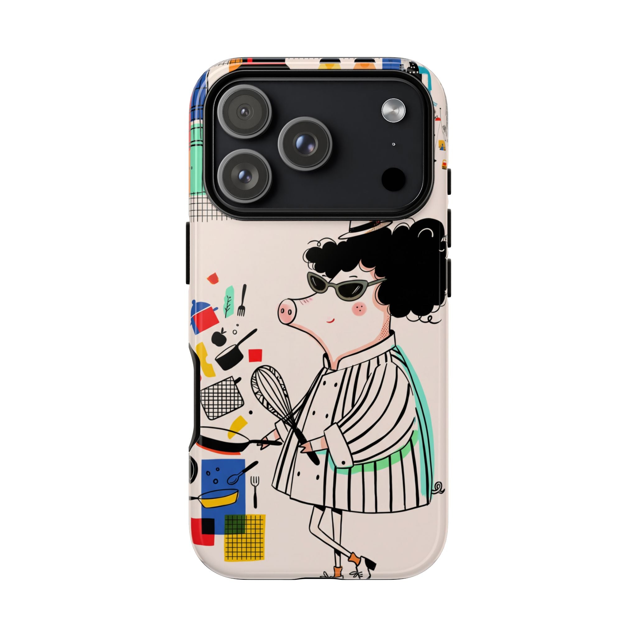 Cute Chef Pig iPhone Case | Quirky Cartoon Kitchen Art Tough Case