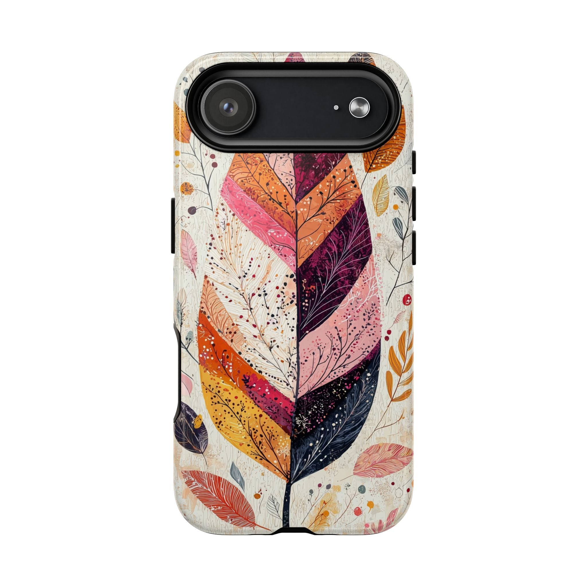 Custodia MagSafe resistente per iPhone Autumn Leaf | Design autunnale con piume ad acquerello