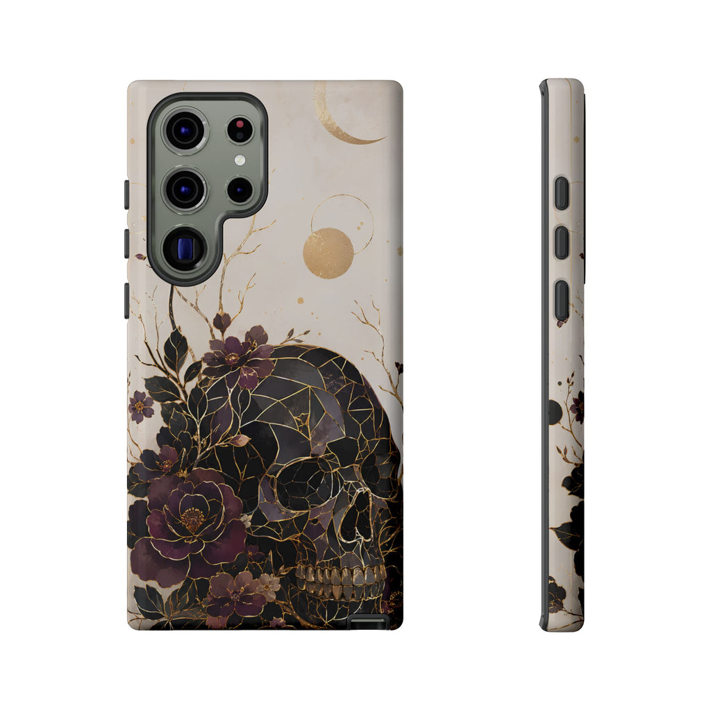 Gothic Skull Samsung Galaxy Phone Case | Dark Floral Rose Art Cover