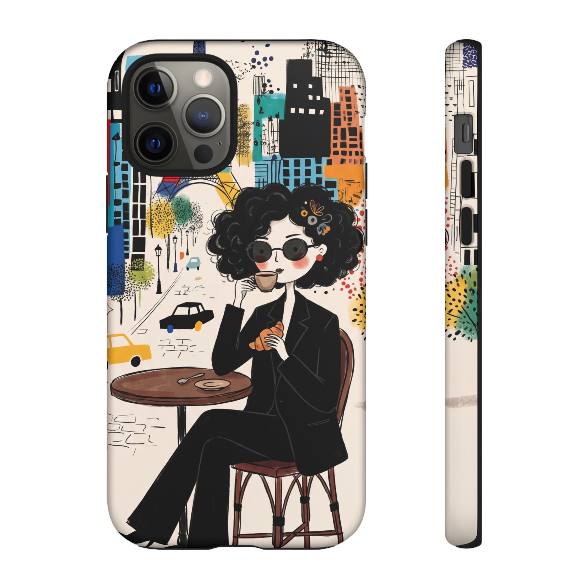 Paris Cafe Chic iPhone Case | Stylish Woman Illustration iPhone Cover
