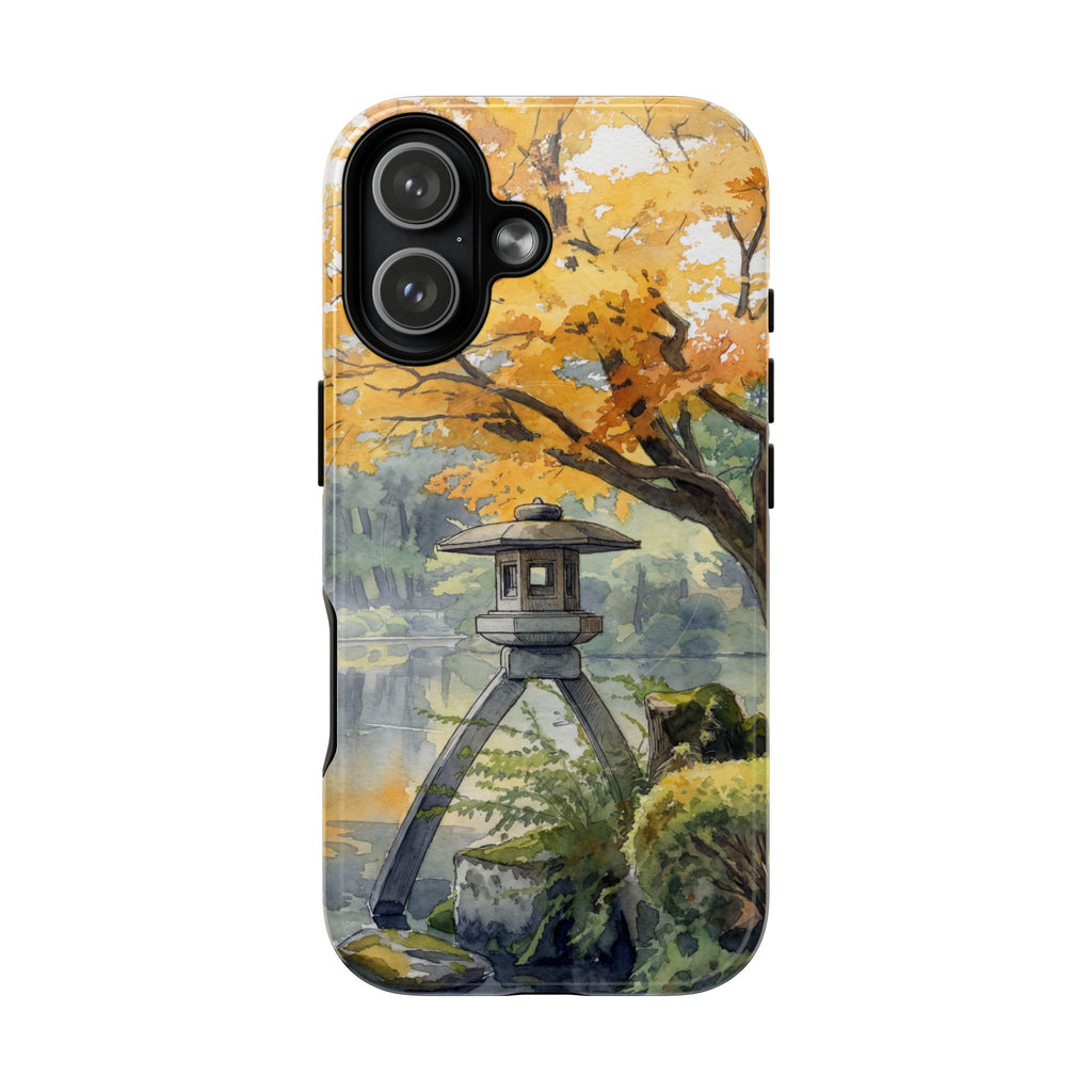 Autumn Japanese Garden MagSafe iPhone Case | Scenic Lantern Fall