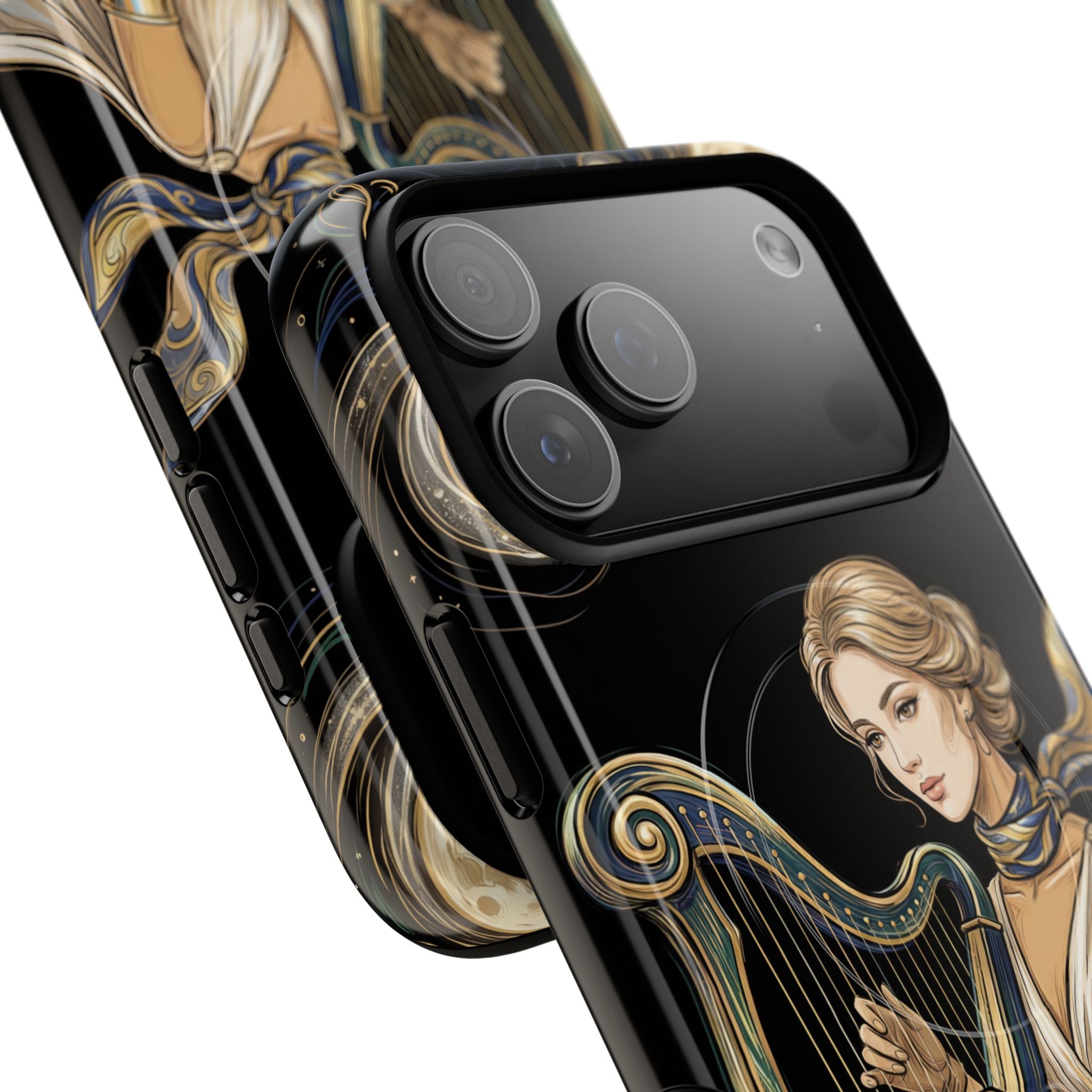 Moonlit Harp MagSafe iPhone Case | Vintage Goddess Musician Art