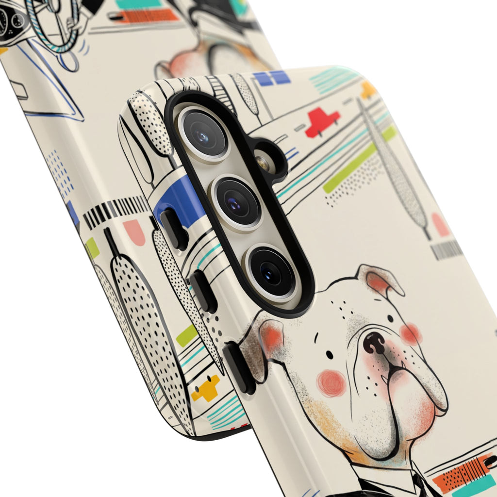 Bulldog Driver Samsung Galaxy Phone Case | Cute Retro Dog Illustration