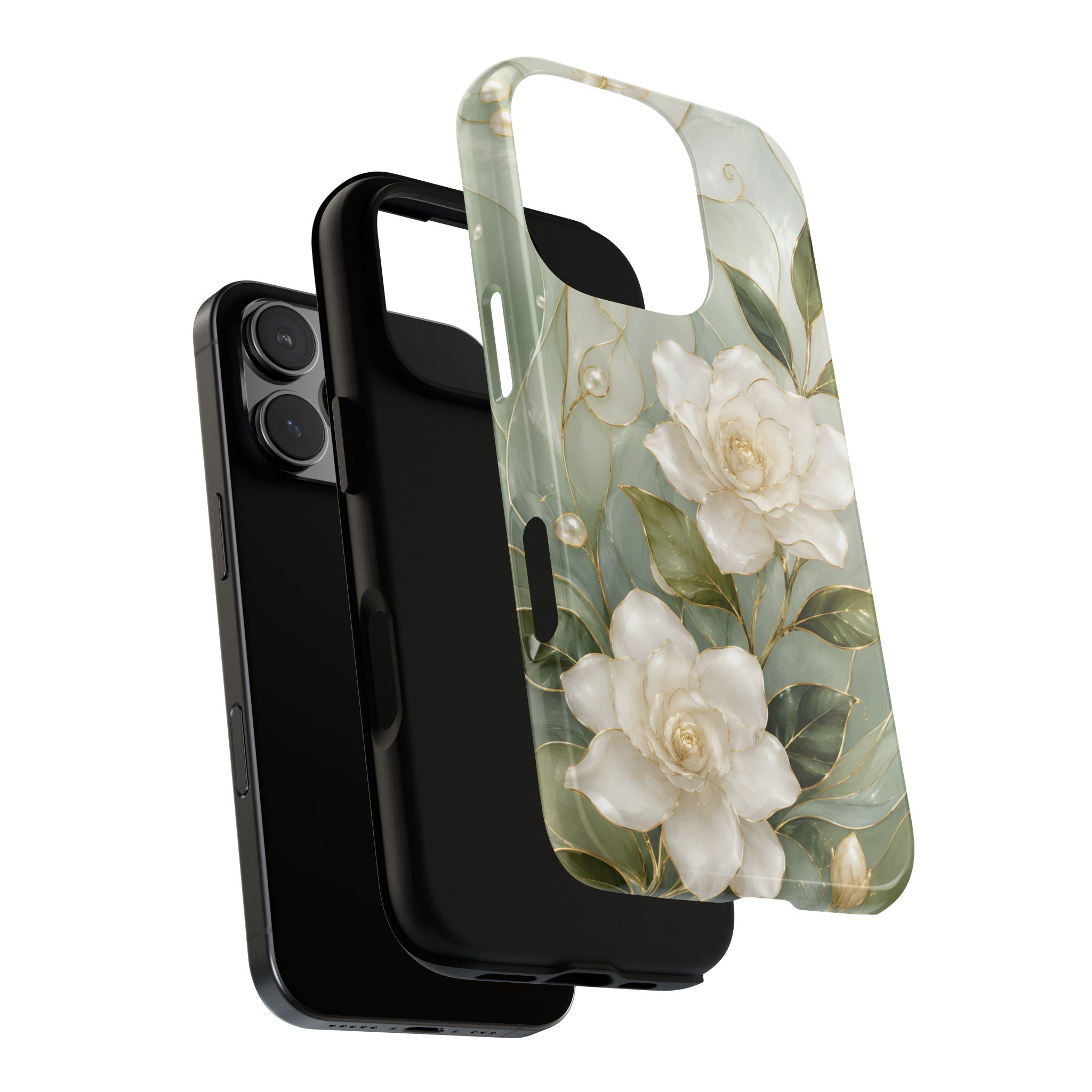 White Floral iPhone Case | Sage Green Botanical iPhone Case