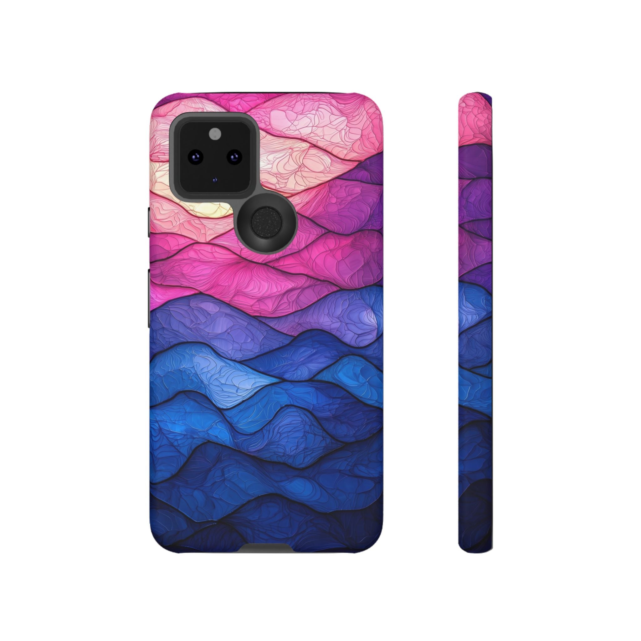 Abstract Ocean Waves Google Pixel Case — Pink & Blue Gradient Tough Case