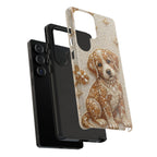 Cute Mosaic Puppy Samsung Galaxy Phone Case — Protective Phone Cover with Brown Puppy Art