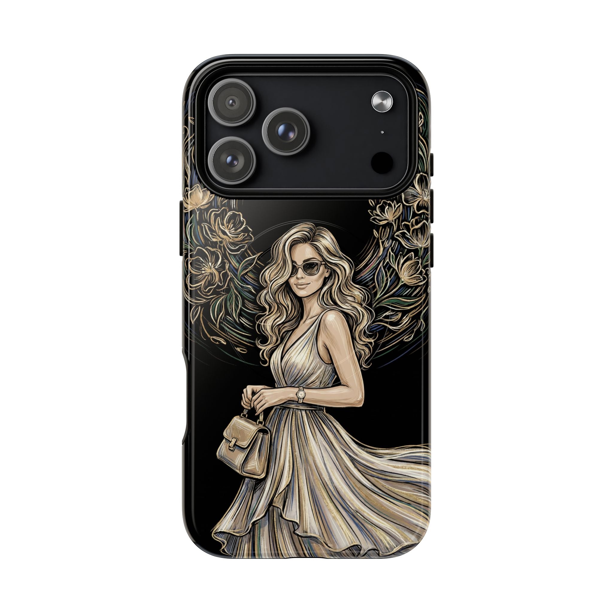 Stylish Woman Floral Wreath Tough MagSafe iPhone Case