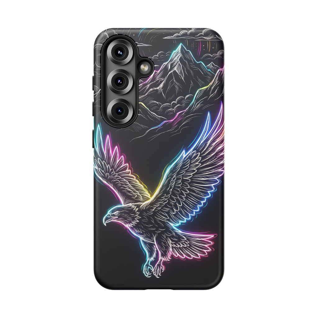 Neon Eagle Samsung Galaxy Phone Case with Mountain Design