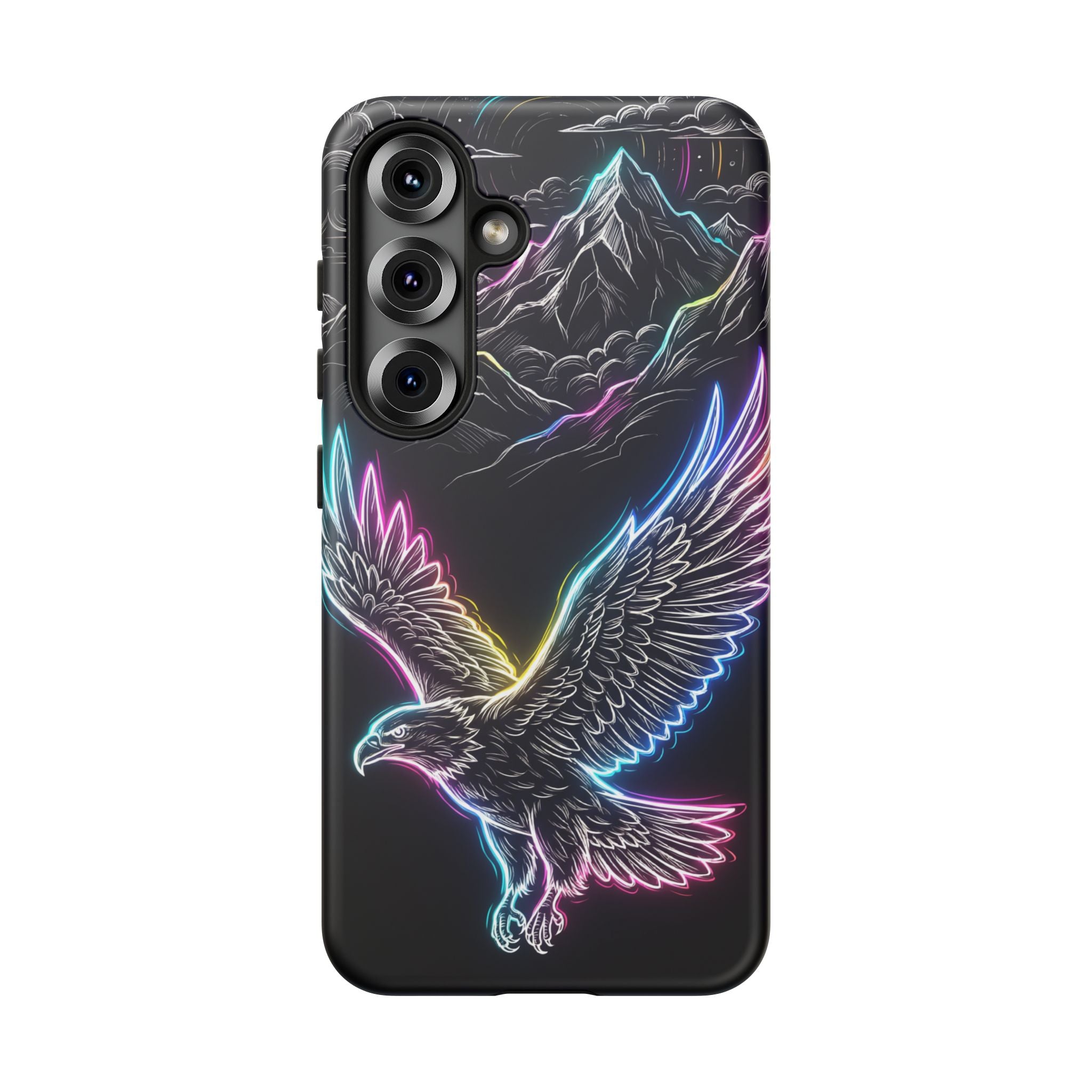 Neon Eagle Samsung Galaxy Phone Case with Mountain Design