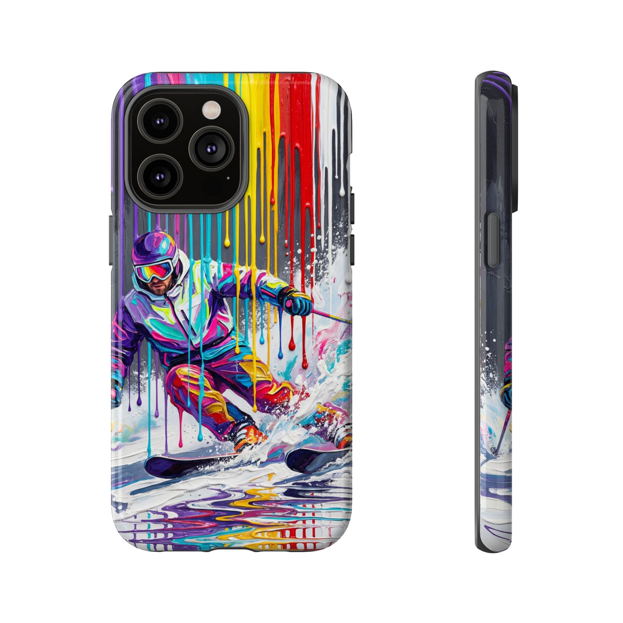 Colourful Skiing Drip Art Tough iPhone Case