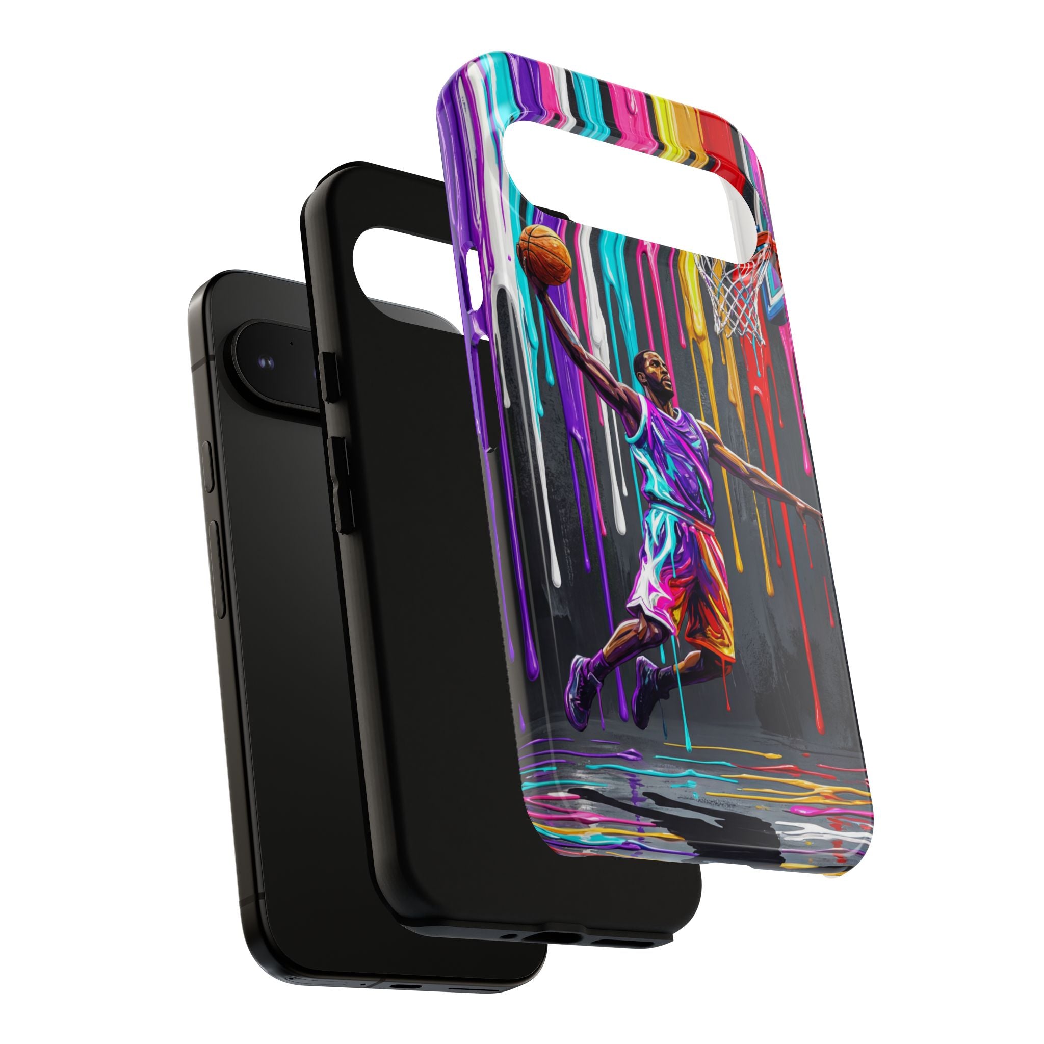 Color Splash Basketball Google Pixel Phone Case | Vibrant Drip Dunk Design