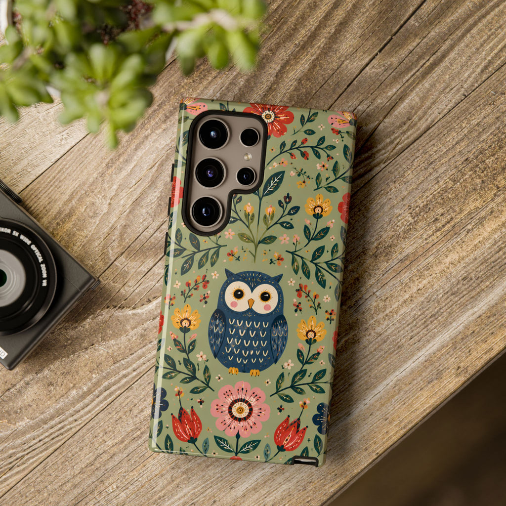 Floral Owl Tough Samsung Phone Case | Cute Botanical Protective Cover