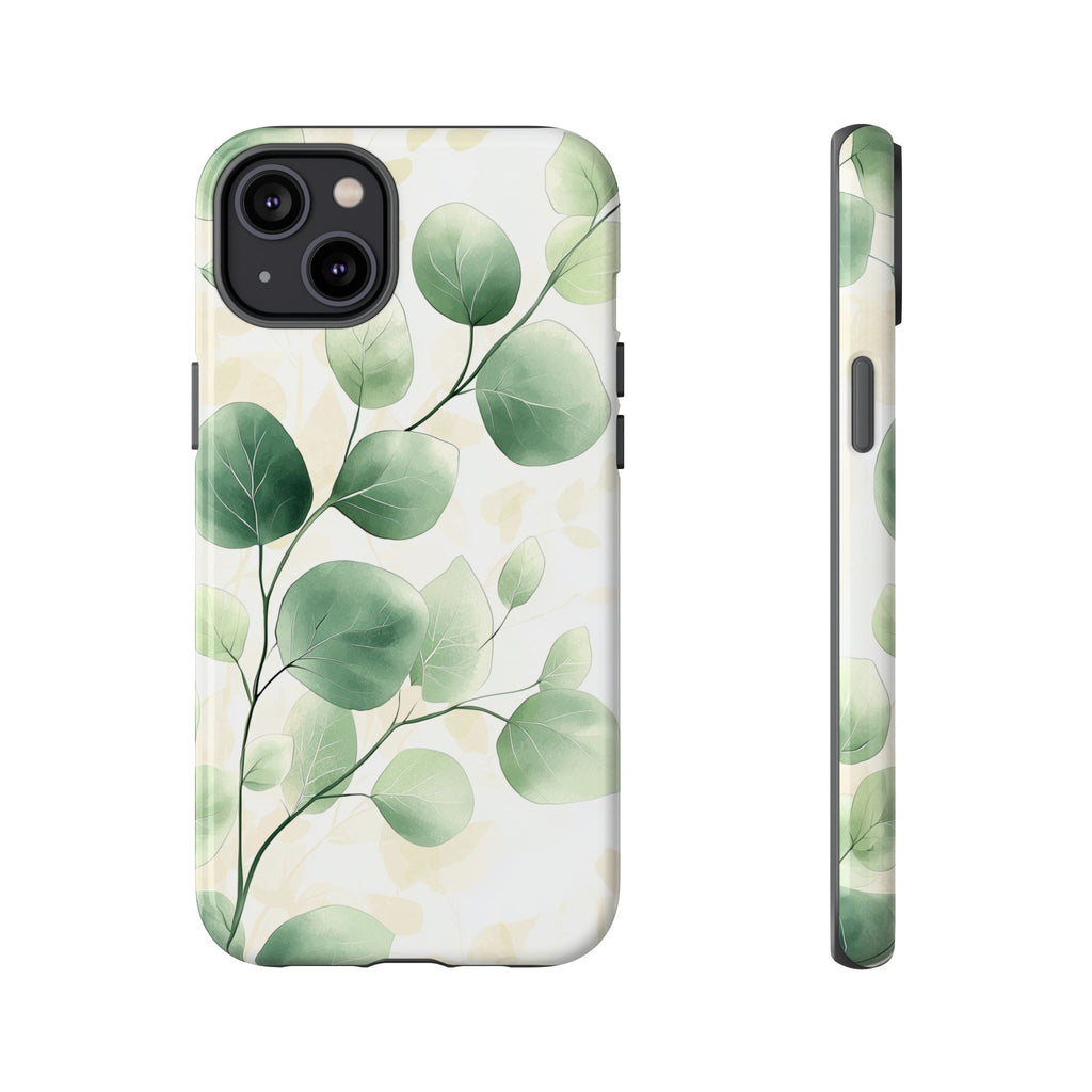Botanical Eucalyptus Tough iPhone Case | Green Watercolour Leaf